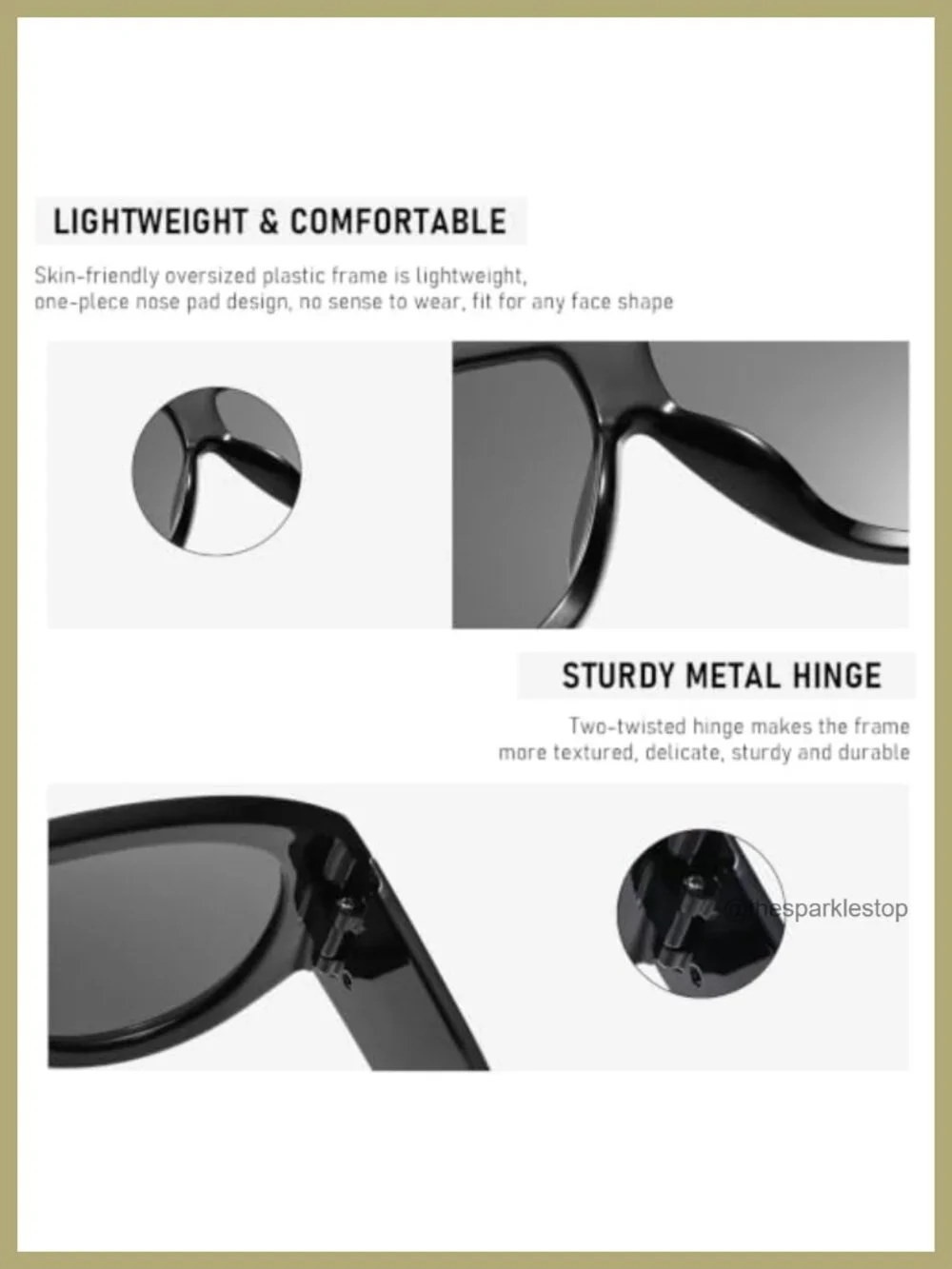 Oversized Square Sunglasses for Women UV400 Protection Thick Frame Retro Shades